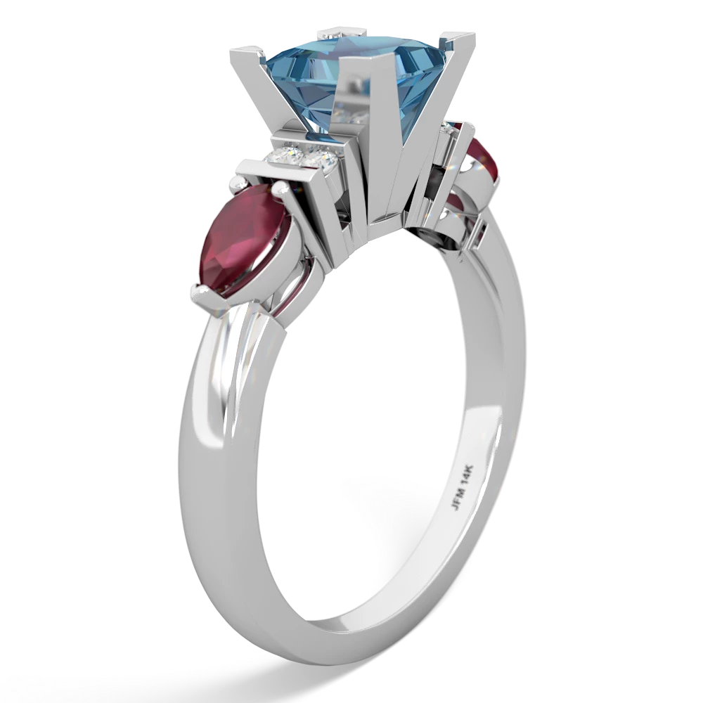 Blue Topaz 6Mm Princess Eternal Embrace Engagement 14K White Gold ring C2002