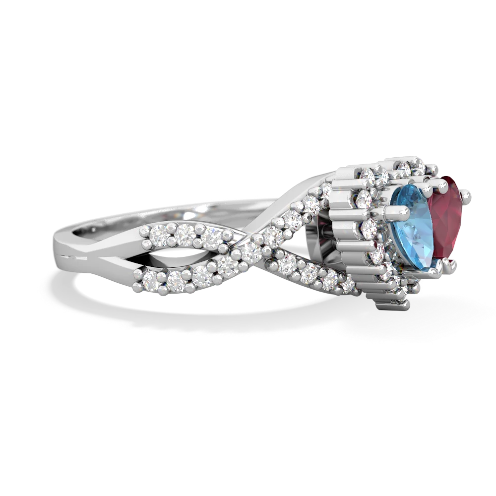 Blue Topaz Diamond Twist 'One Heart' 14K White Gold ring R2640HRT