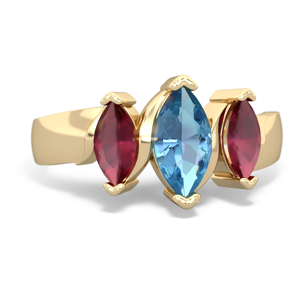 Blue Topaz Three Peeks 14K Yellow Gold ring R2433