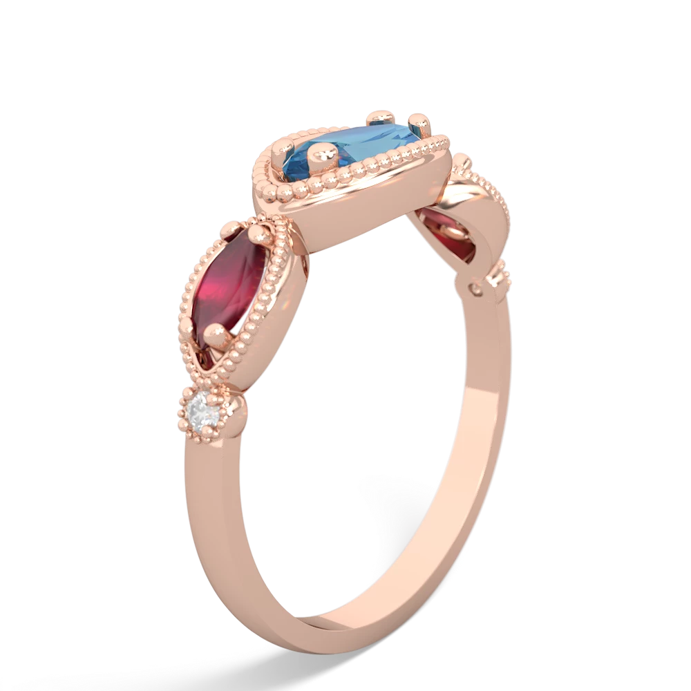 Blue Topaz Milgrain Marquise 14K Rose Gold ring R5700