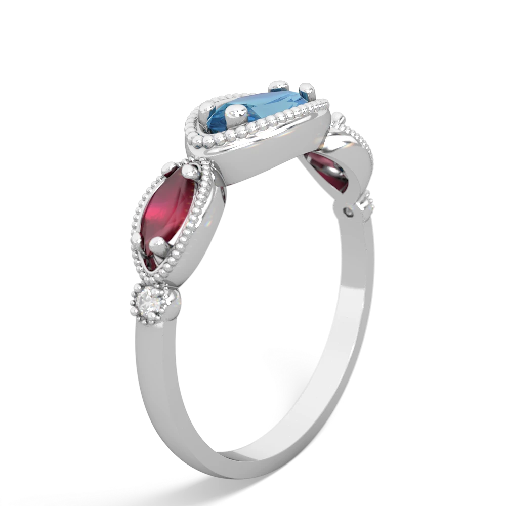 Blue Topaz Milgrain Marquise 14K White Gold ring R5700