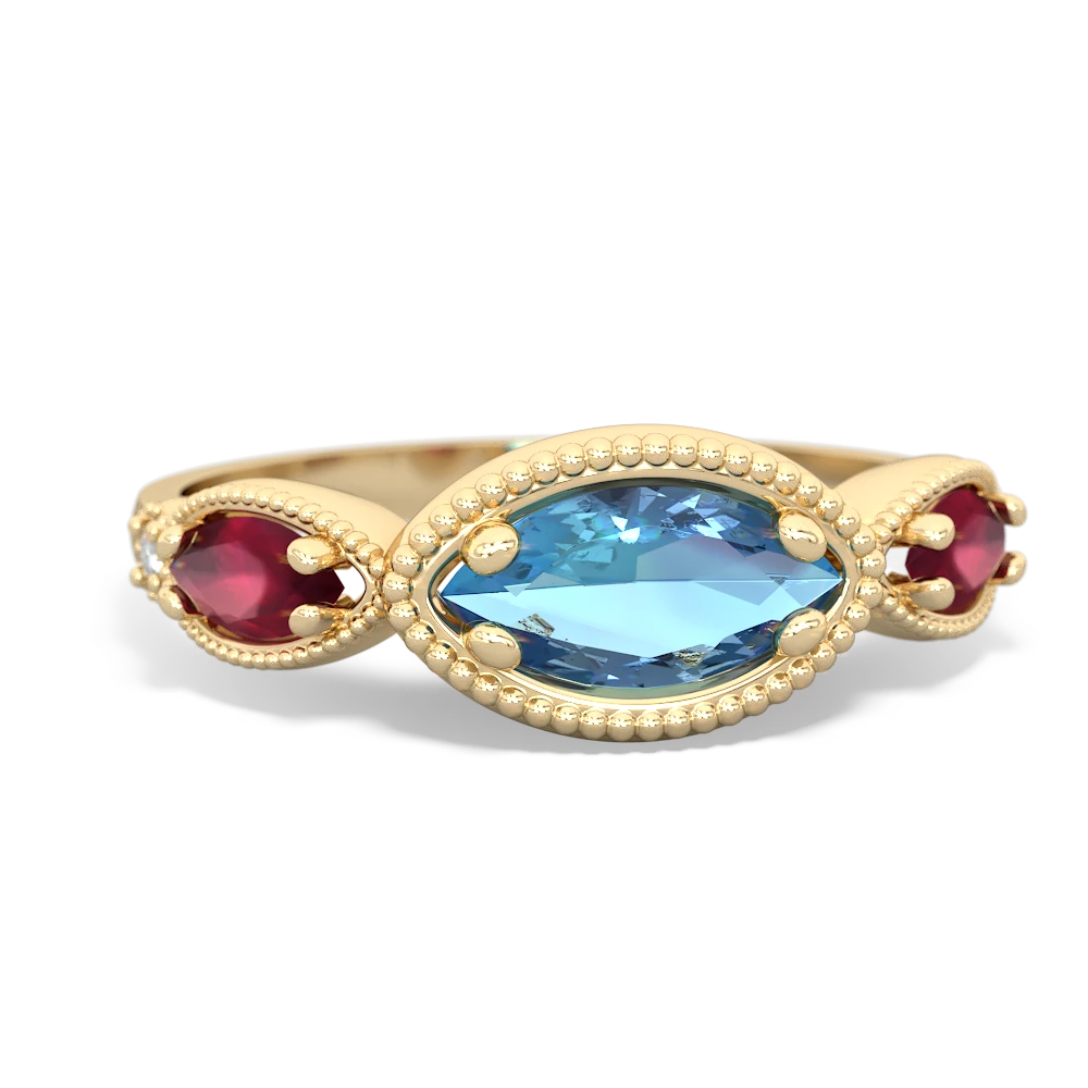 Blue Topaz Milgrain Marquise 14K Yellow Gold ring R5700