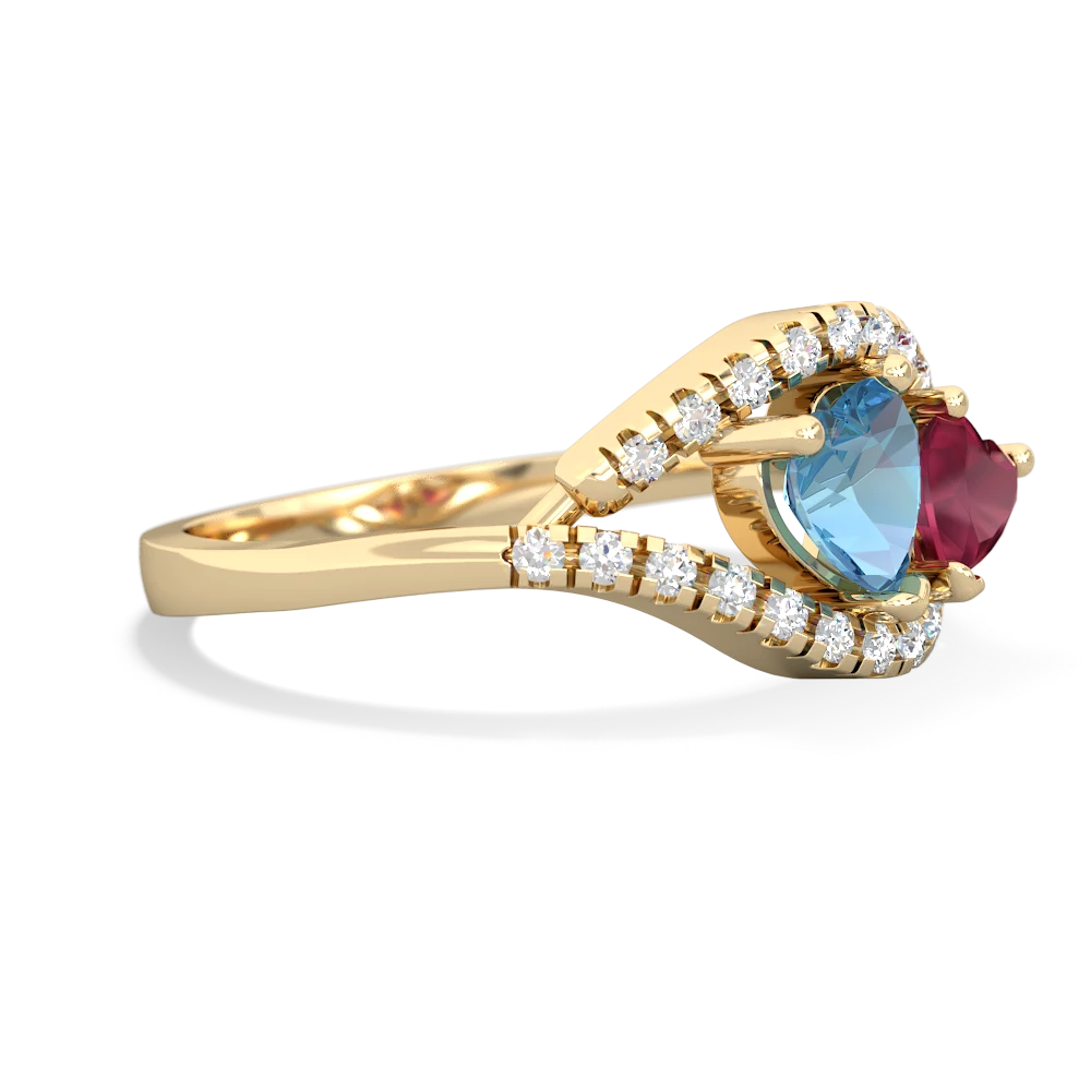 Blue Topaz Mother And Child 14K Yellow Gold ring R3010