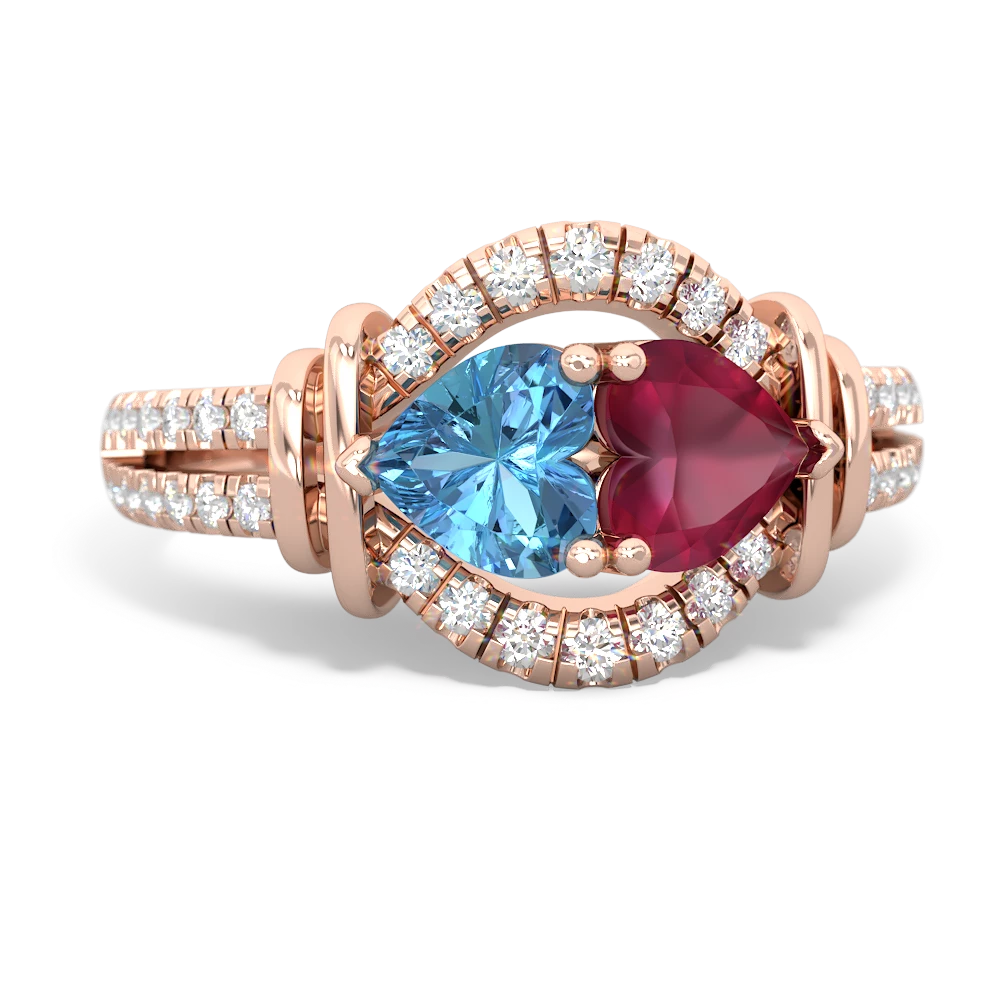Blue Topaz Art-Deco Keepsake 14K Rose Gold ring R5630