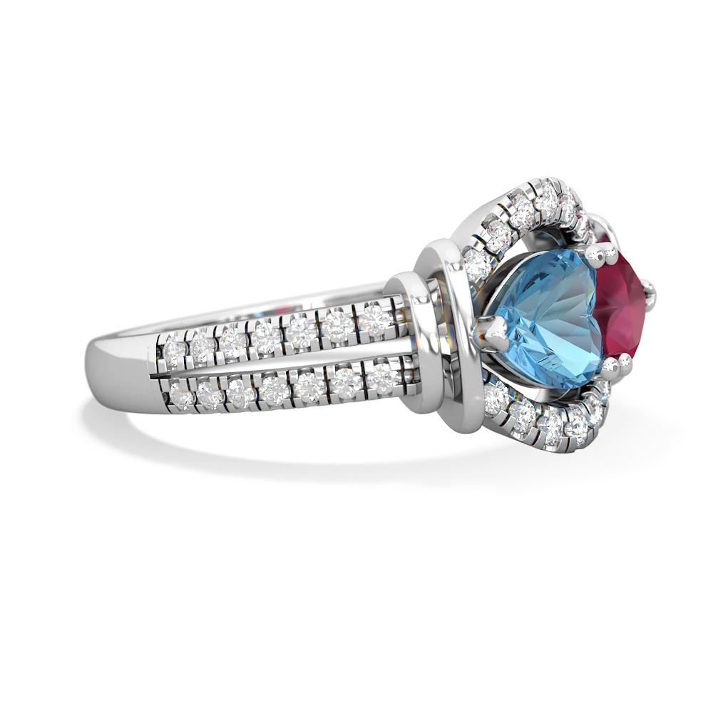 Blue Topaz Art-Deco Keepsake 14K White Gold ring R5630