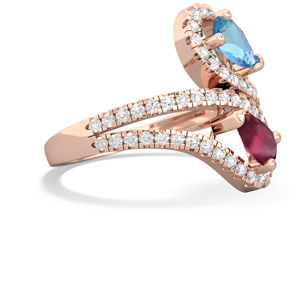 Blue Topaz Diamond Dazzler 14K Rose Gold ring R3000