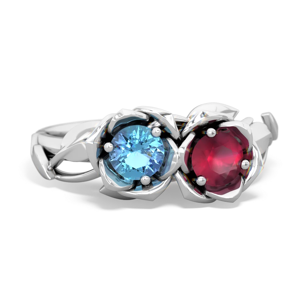 Blue Topaz Rose Garden 14K White Gold ring R5510