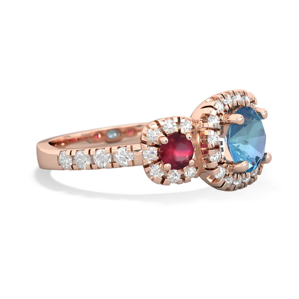 Blue Topaz Regal Halo 14K Rose Gold ring R5350