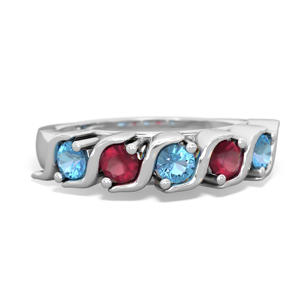 Blue Topaz Anniversary Band 14K White Gold ring R2089