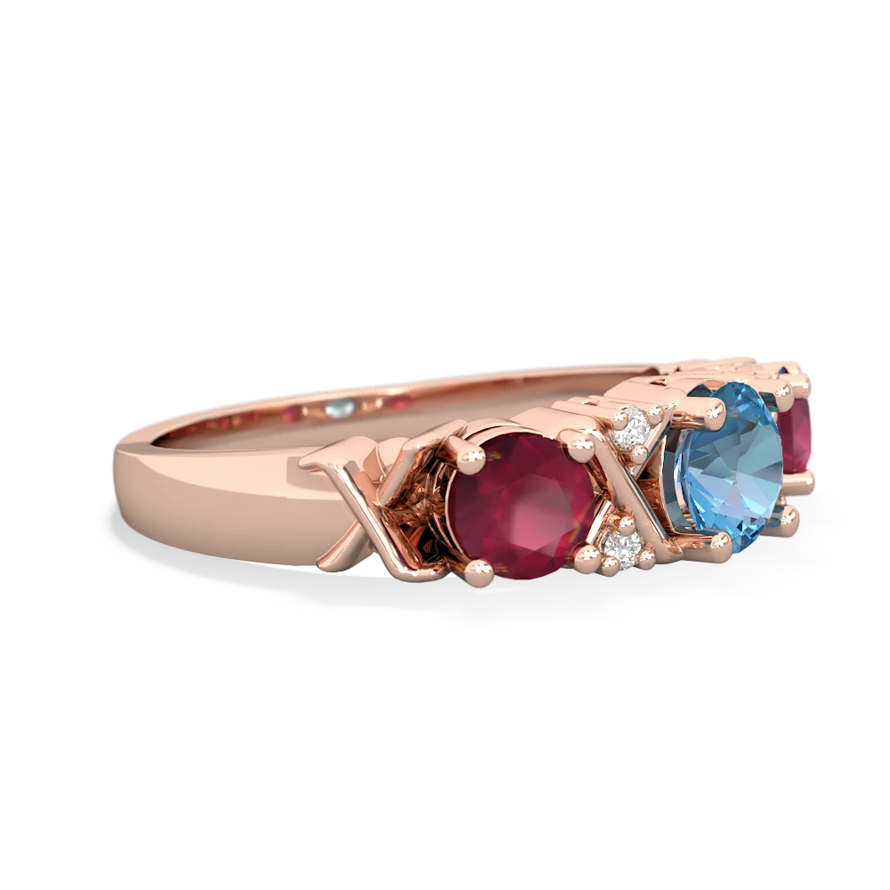 Blue Topaz Hugs And Kisses 14K Rose Gold ring R5016