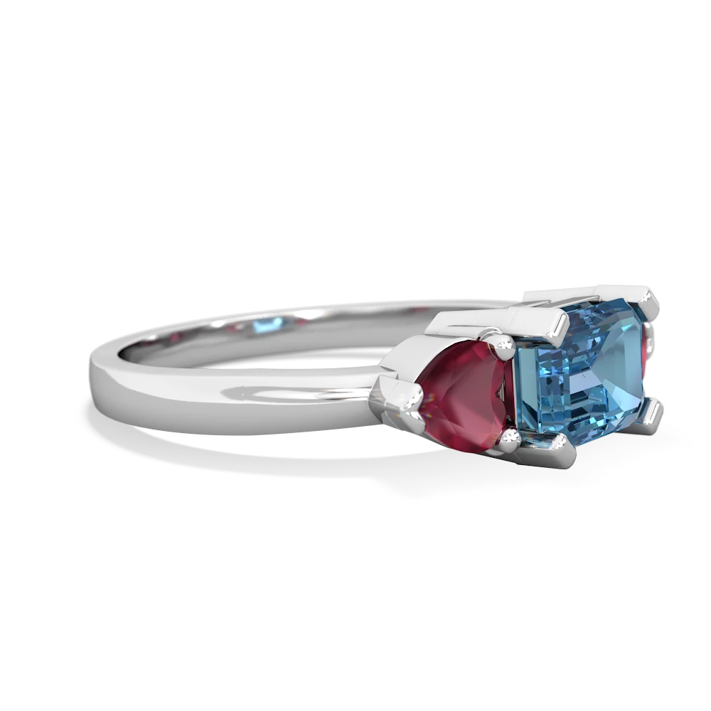 Blue Topaz Three Stone 14K White Gold ring R5235