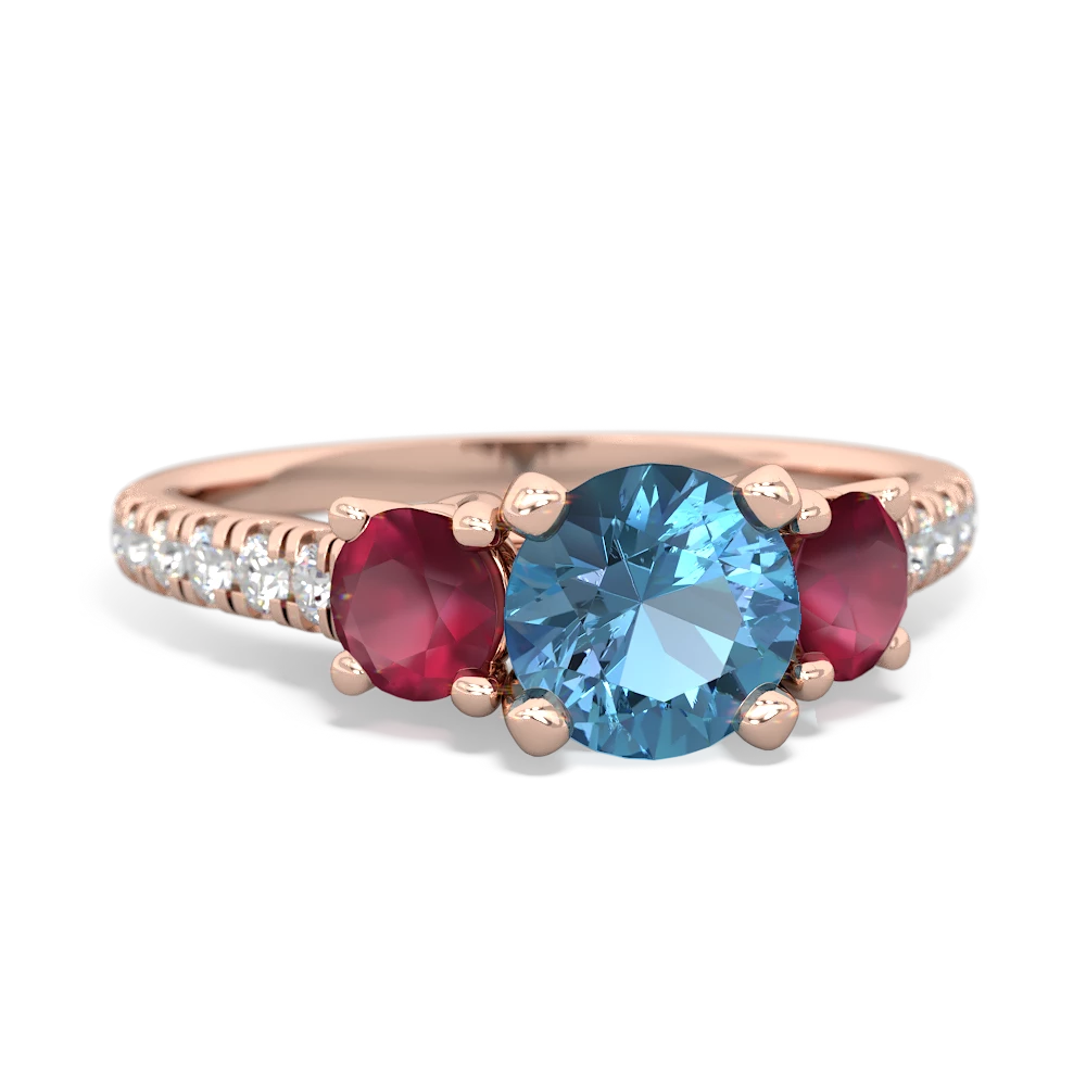 Blue Topaz Pave Trellis 14K Rose Gold ring R5500