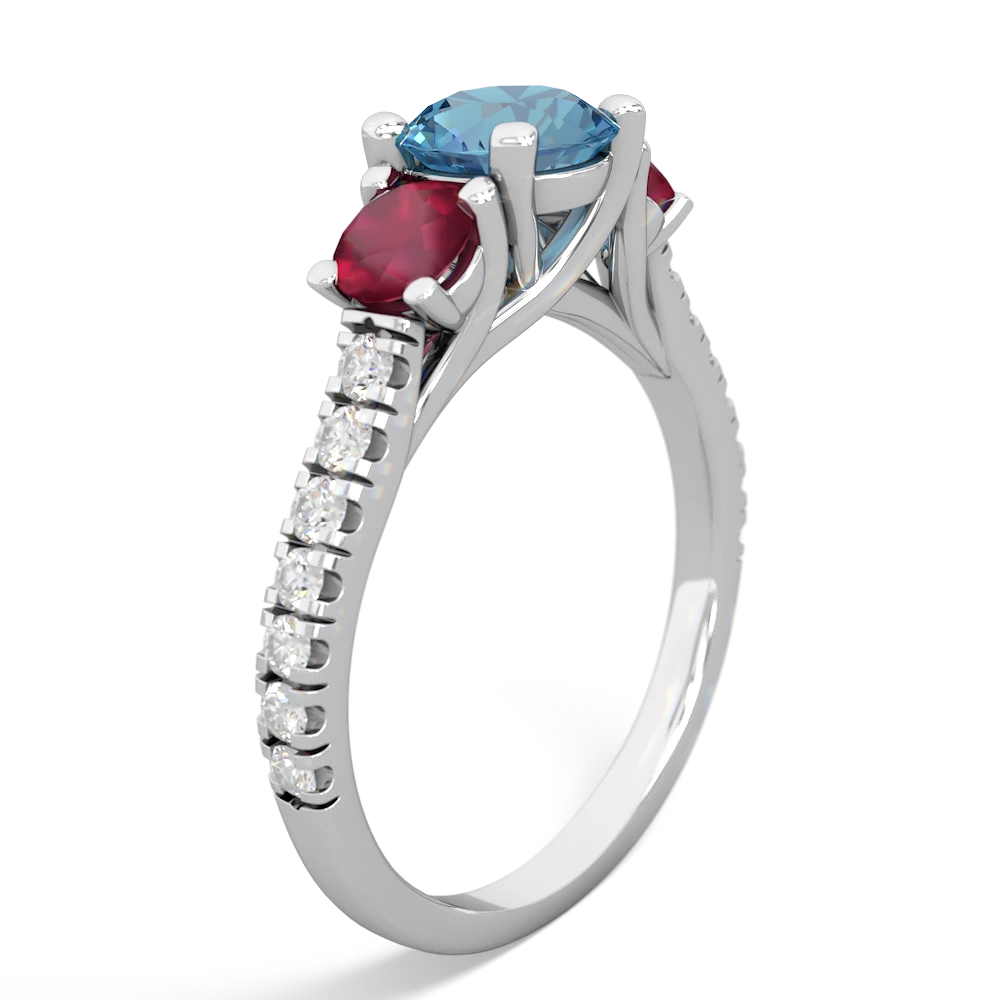 Blue Topaz Pave Trellis 14K White Gold ring R5500