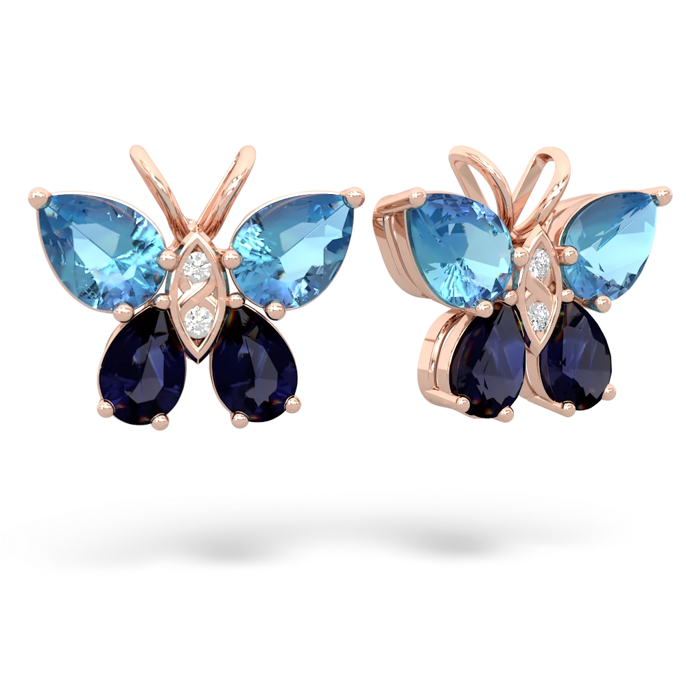 Blue Topaz Butterfly 14K Rose Gold earrings E2215