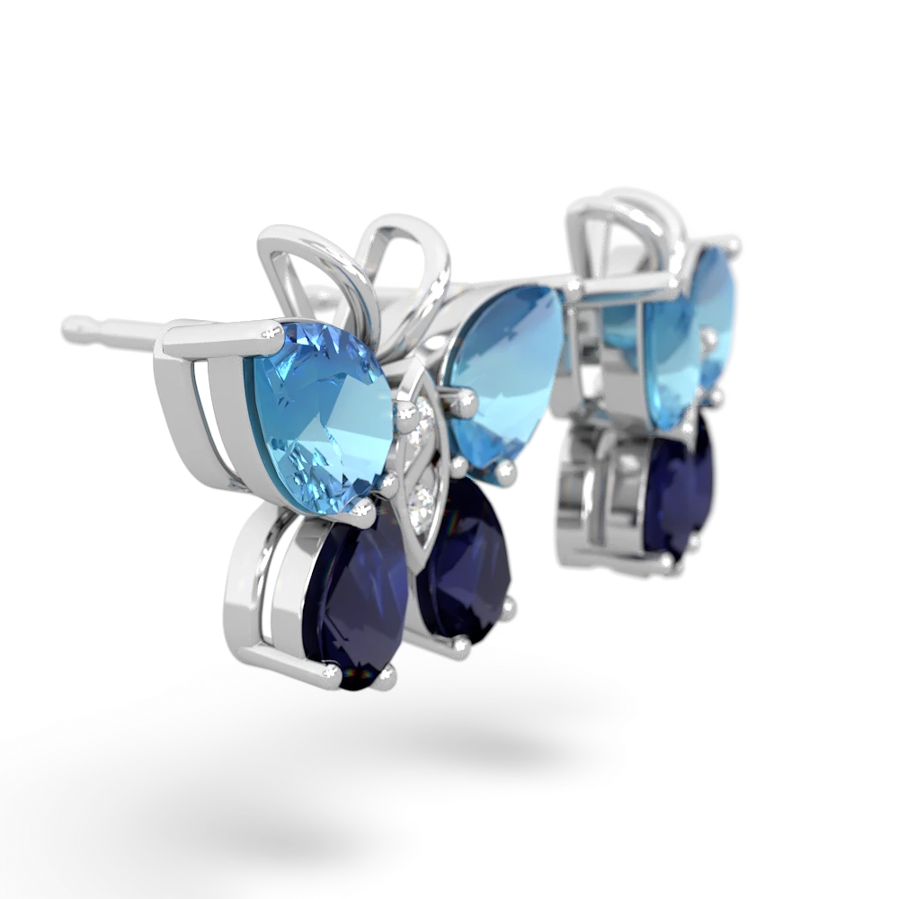 Blue Topaz Butterfly 14K White Gold earrings E2215