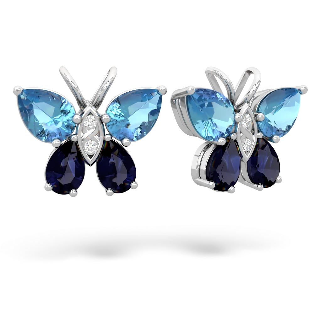 Blue Topaz Butterfly 14K White Gold earrings E2215