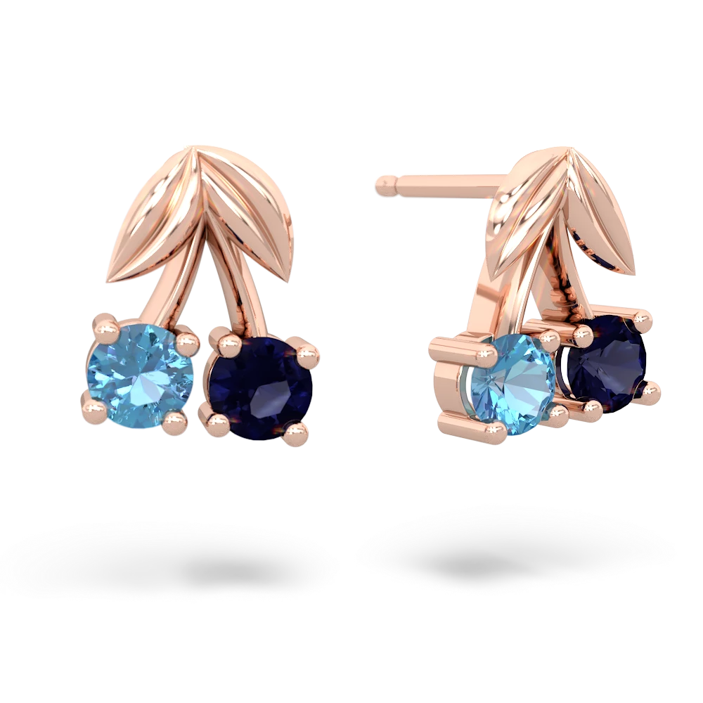 Blue Topaz Sweet Cherries 14K Rose Gold earrings E7001