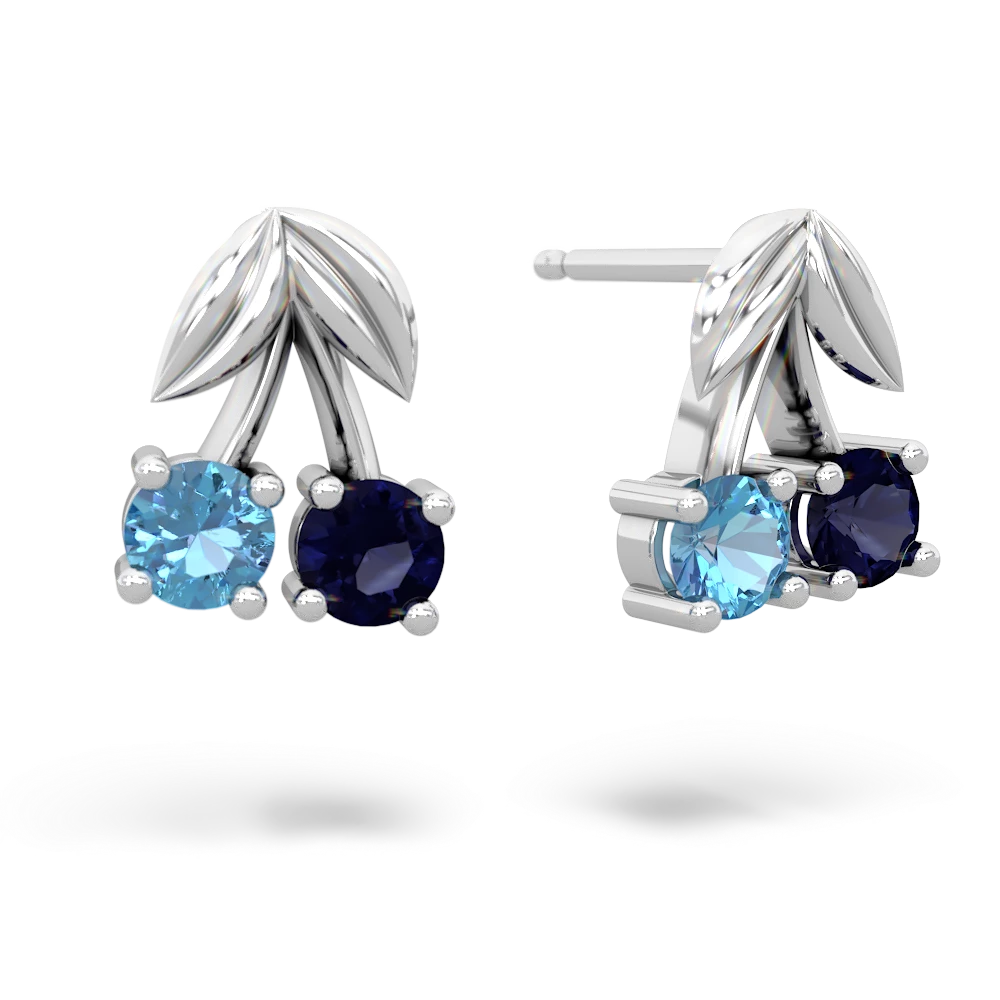 Blue Topaz Sweet Cherries 14K White Gold earrings E7001