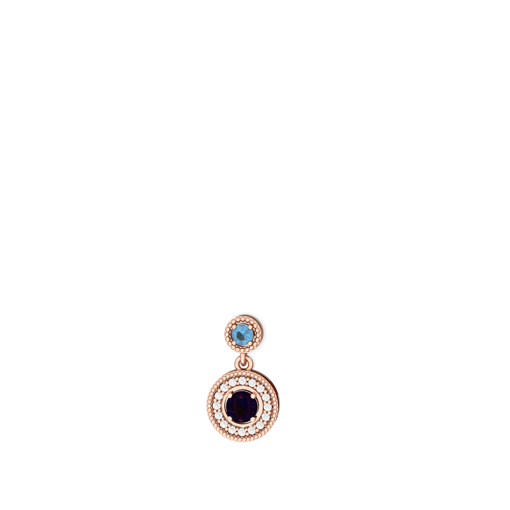 Blue Topaz Halo Dangle 14K Rose Gold earrings E5319