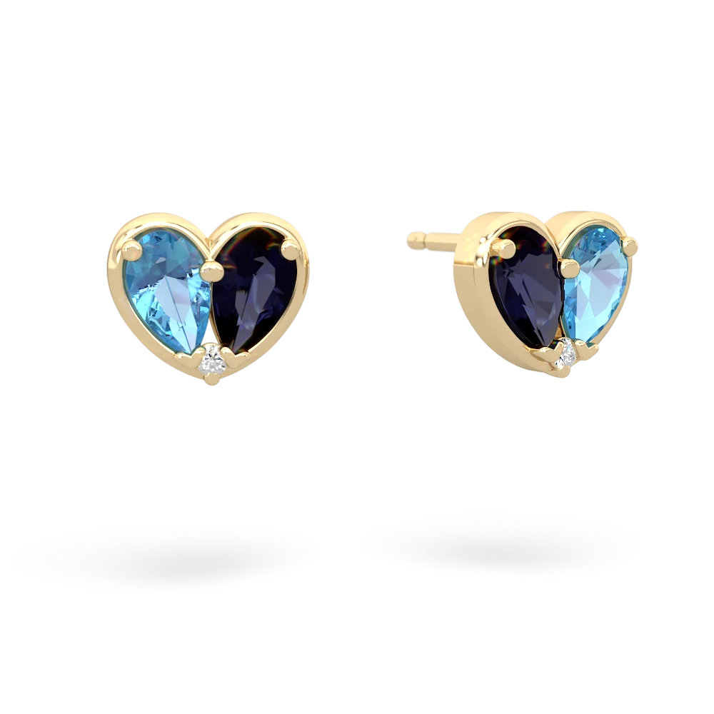 Blue Topaz 'Our Heart' 14K Yellow Gold earrings E5072