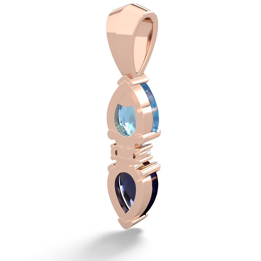 Blue Topaz Bowtie Drop 14K Rose Gold pendant P0865