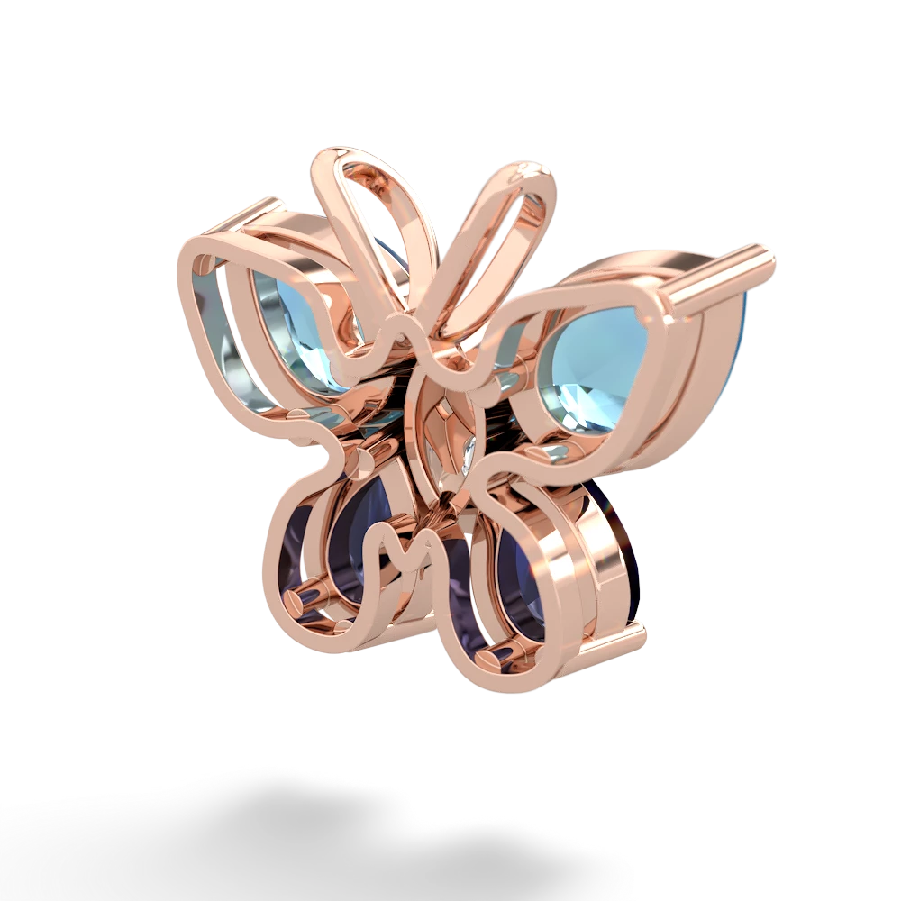 Blue Topaz Butterfly 14K Rose Gold pendant P2215