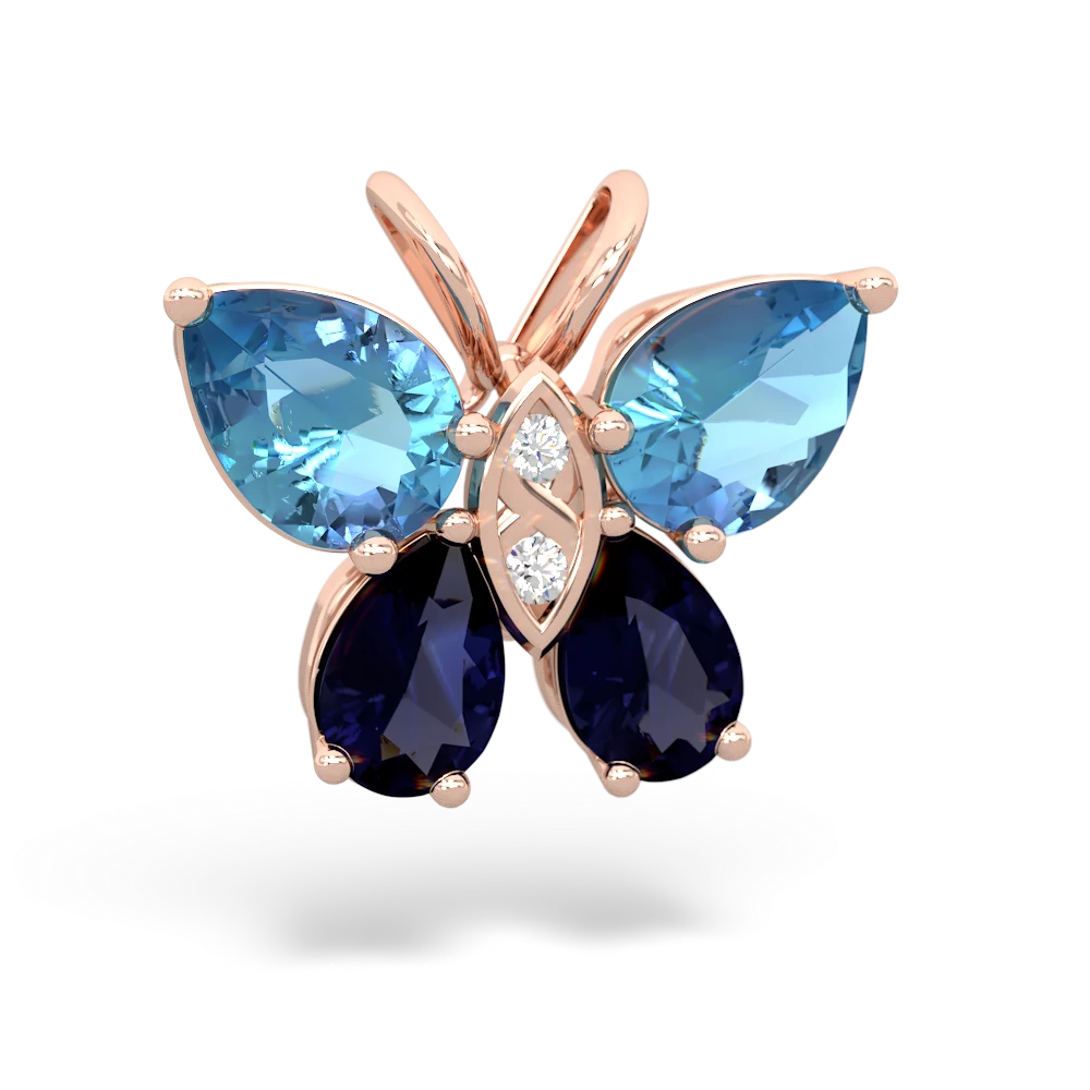 Blue Topaz Butterfly 14K Rose Gold pendant P2215