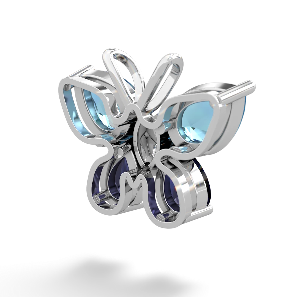 Blue Topaz Butterfly 14K White Gold pendant P2215