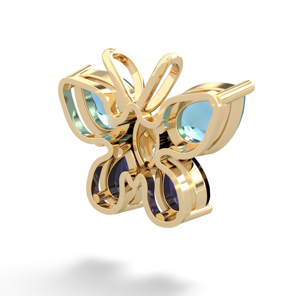 Blue Topaz Butterfly 14K Yellow Gold pendant P2215