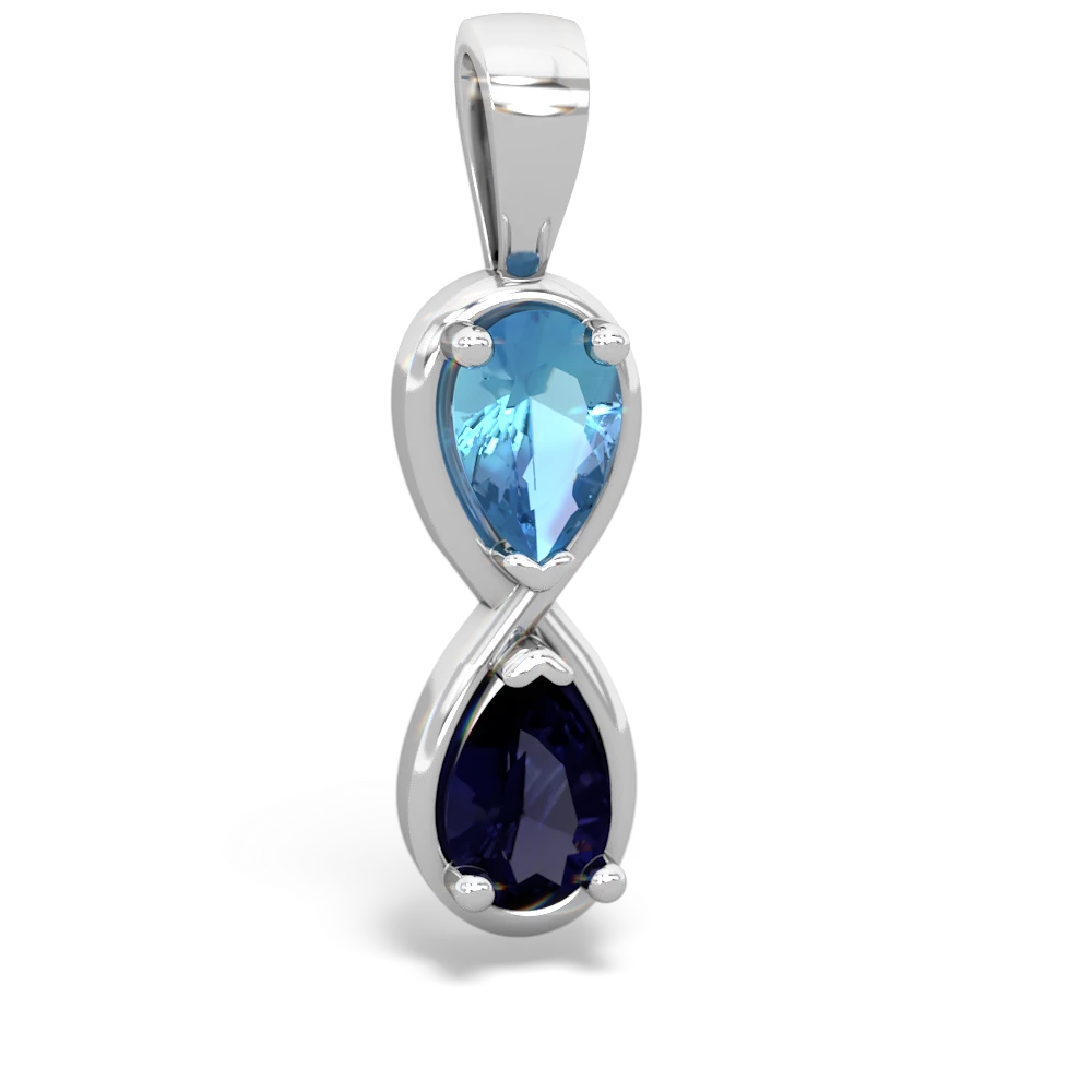 Blue Topaz Infinity 14K White Gold pendant P5050