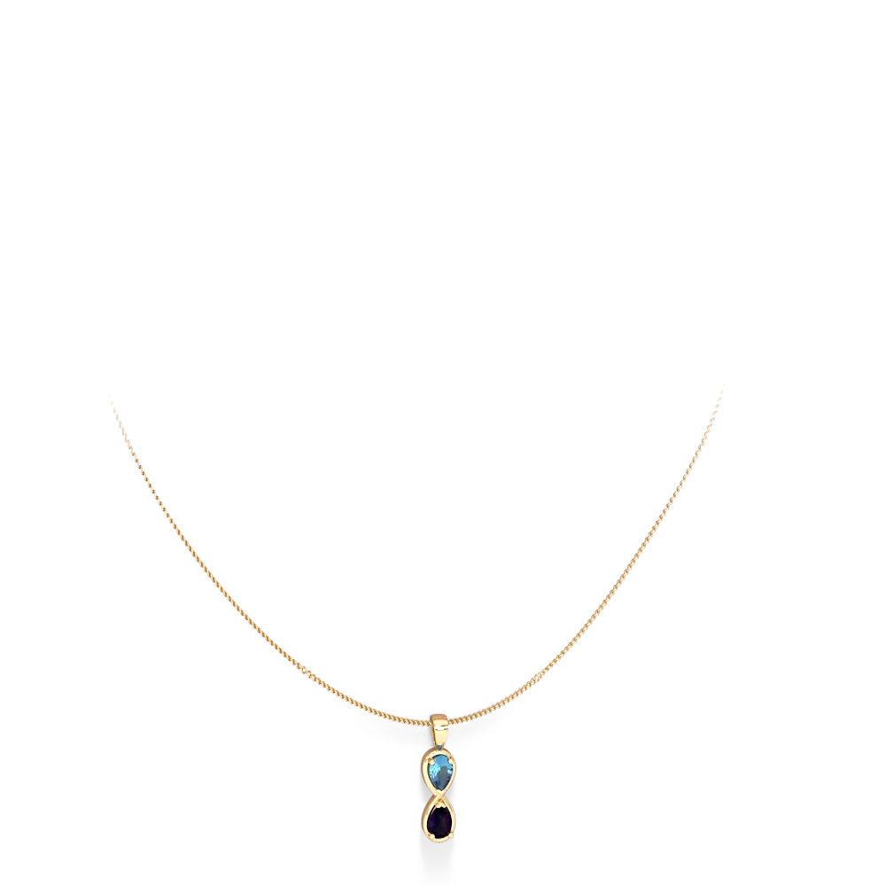 Blue Topaz Infinity 14K Yellow Gold pendant P5050