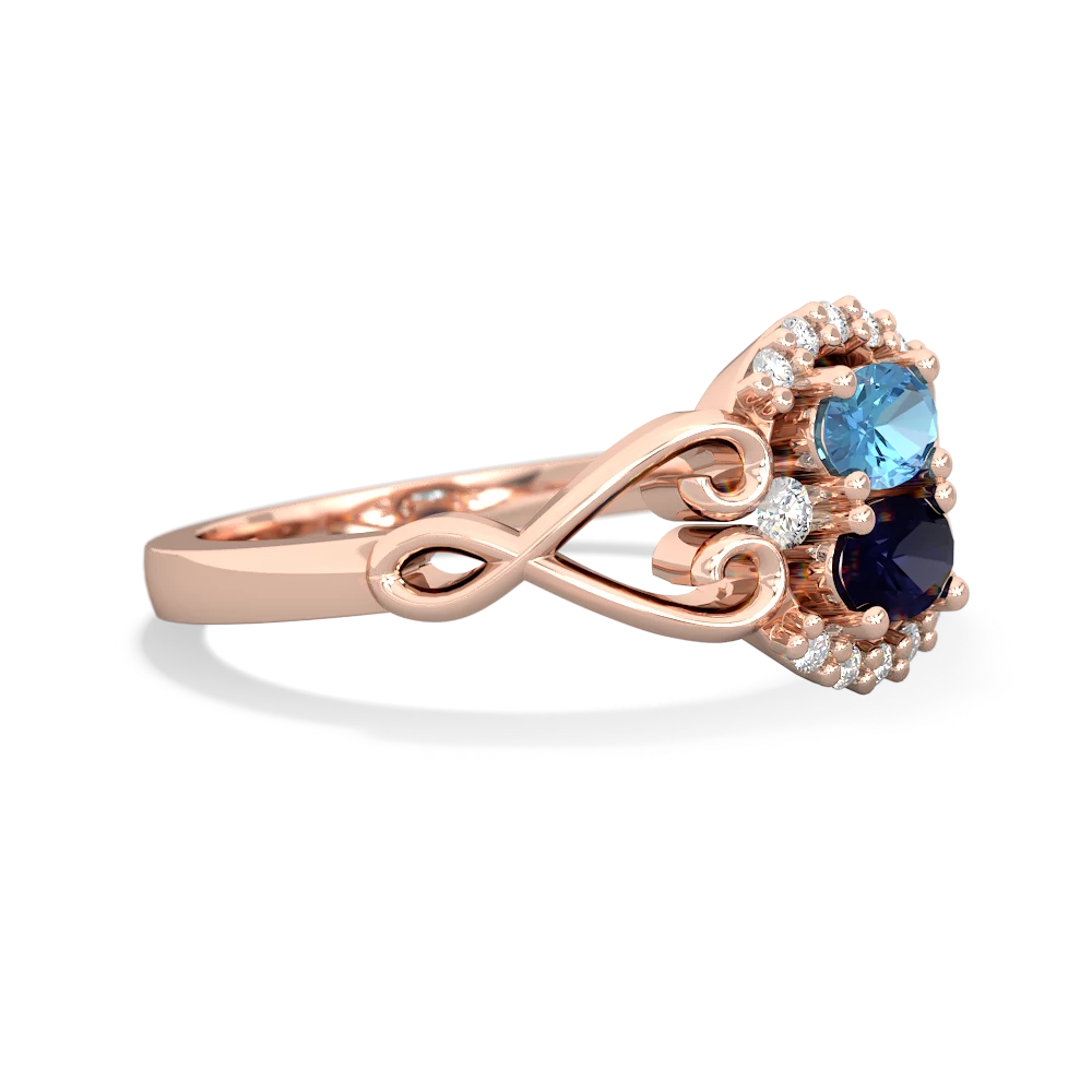 Blue Topaz Love Nest 14K Rose Gold ring R5860