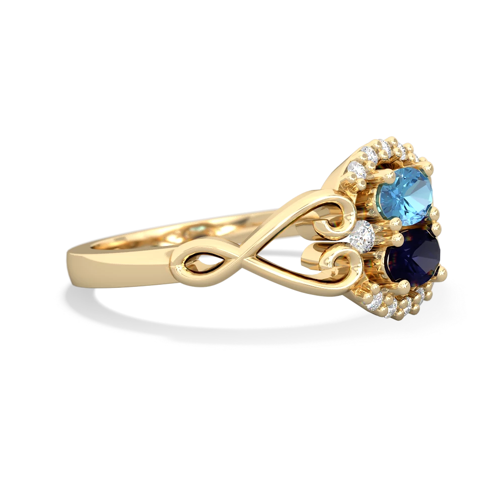 Blue Topaz Love Nest 14K Yellow Gold ring R5860