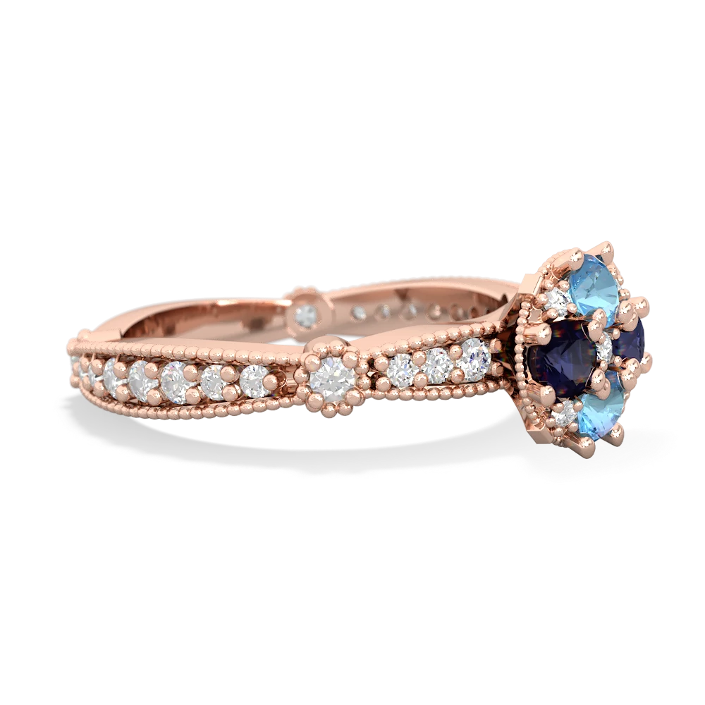 Blue Topaz Sparkling Tiara Cluster 14K Rose Gold ring R26293RD