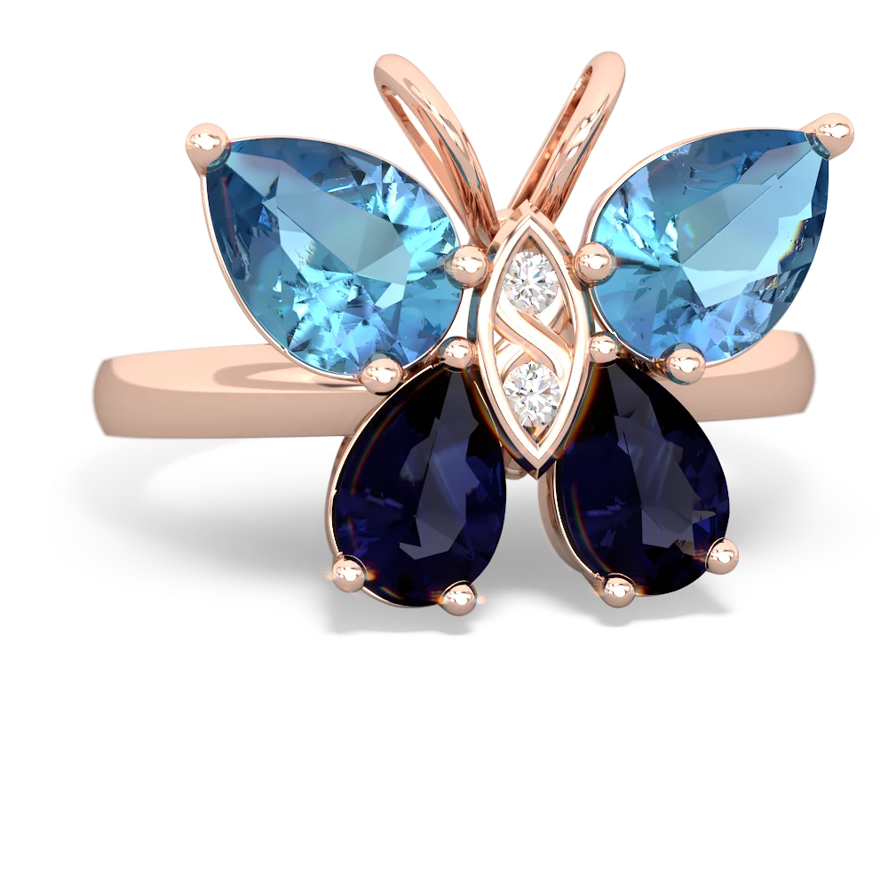 Blue Topaz Butterfly 14K Rose Gold ring R2215