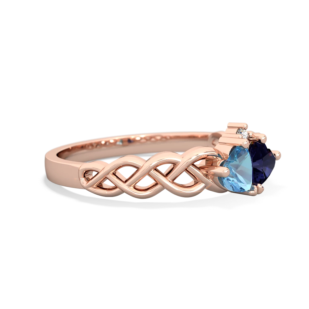 Blue Topaz Heart To Heart Braid 14K Rose Gold ring R5870