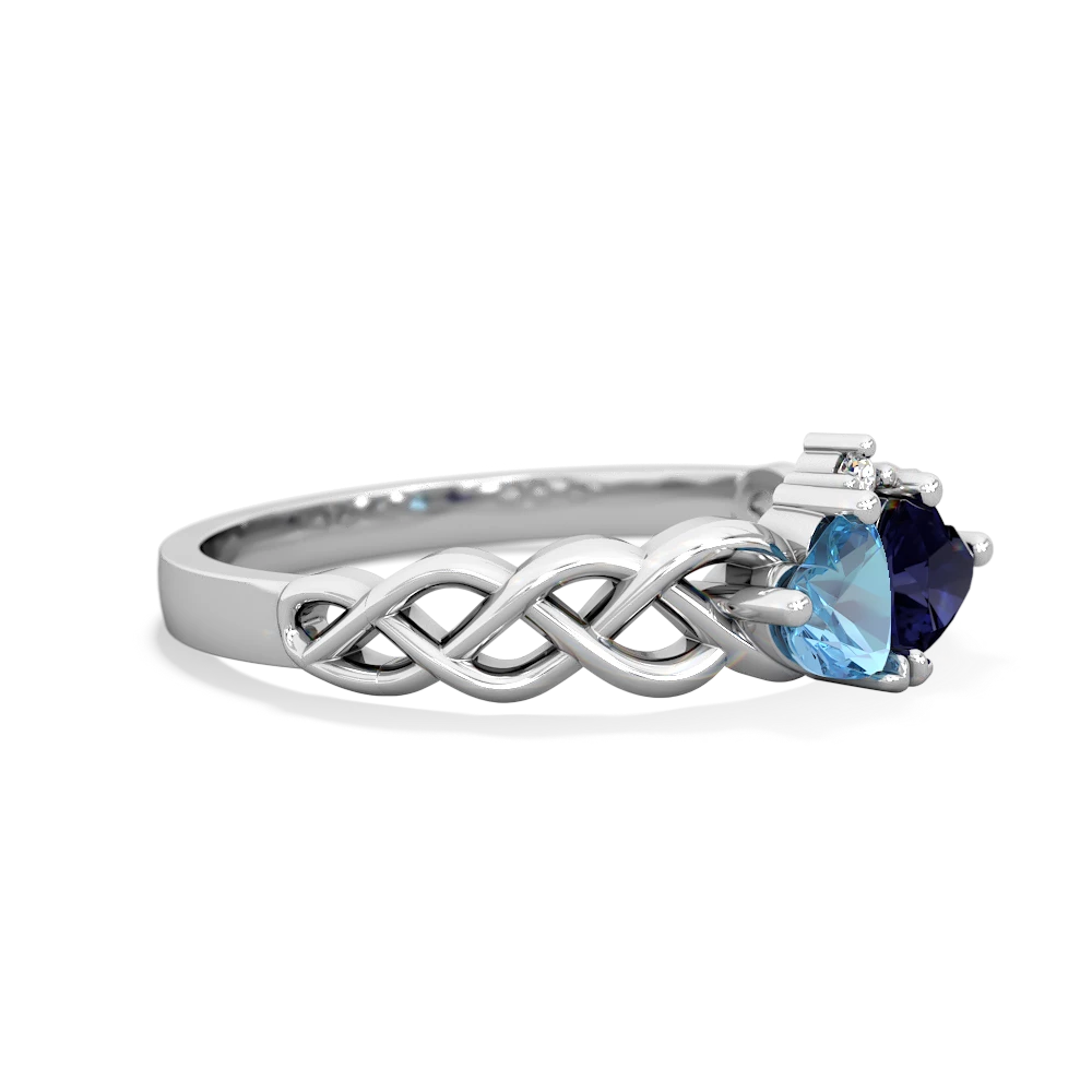 Blue Topaz Heart To Heart Braid 14K White Gold ring R5870