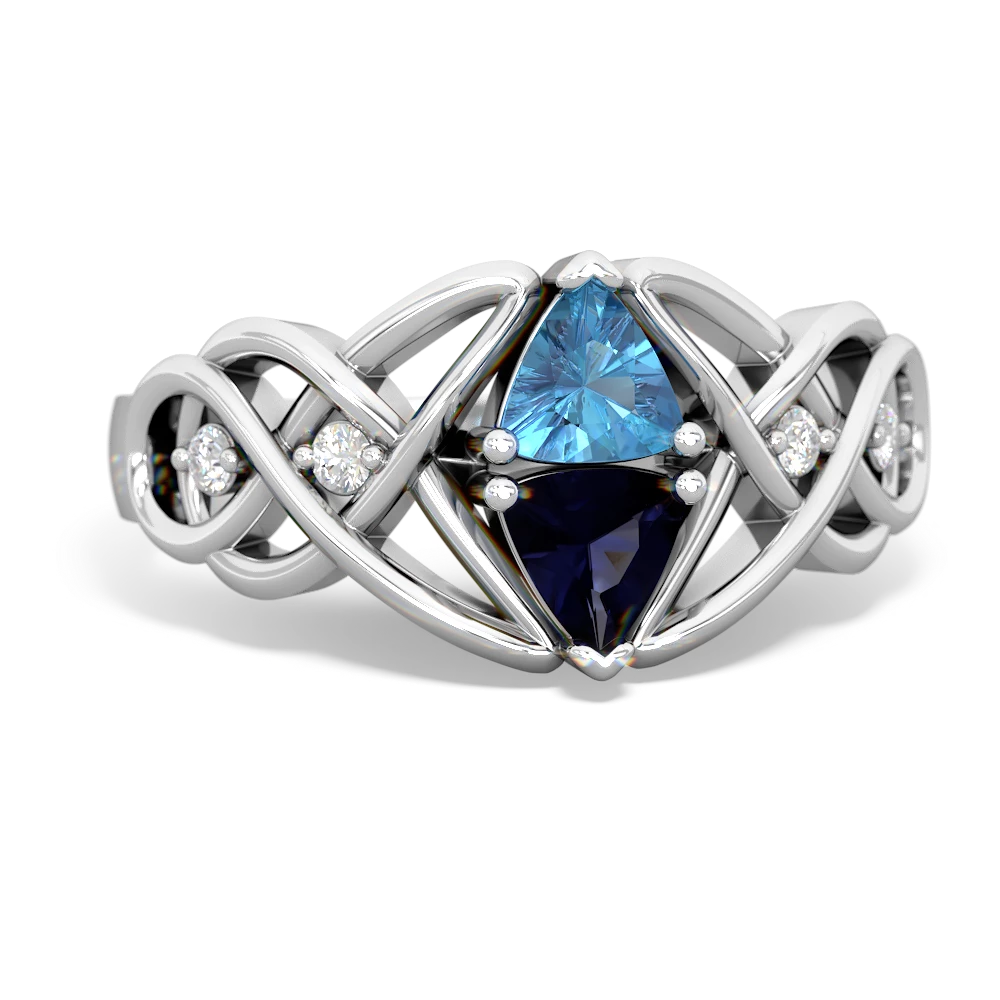 Blue Topaz Keepsake Celtic Knot 14K White Gold ring R5300