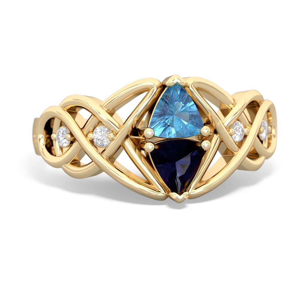 Blue Topaz Keepsake Celtic Knot 14K Yellow Gold ring R5300