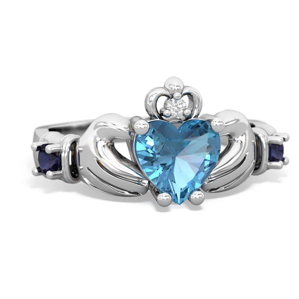 Blue Topaz Claddagh Keepsake 14K White Gold ring R5245