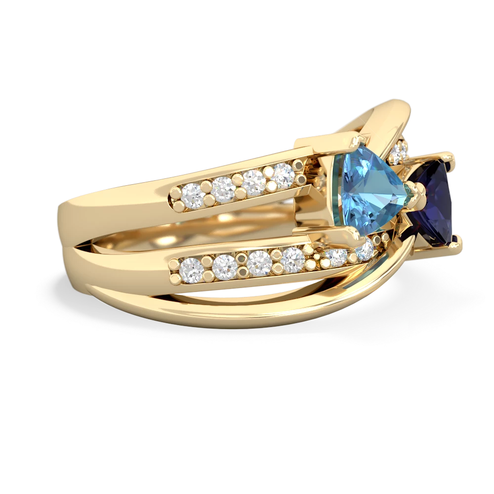 Blue Topaz Bowtie 14K Yellow Gold ring R2360