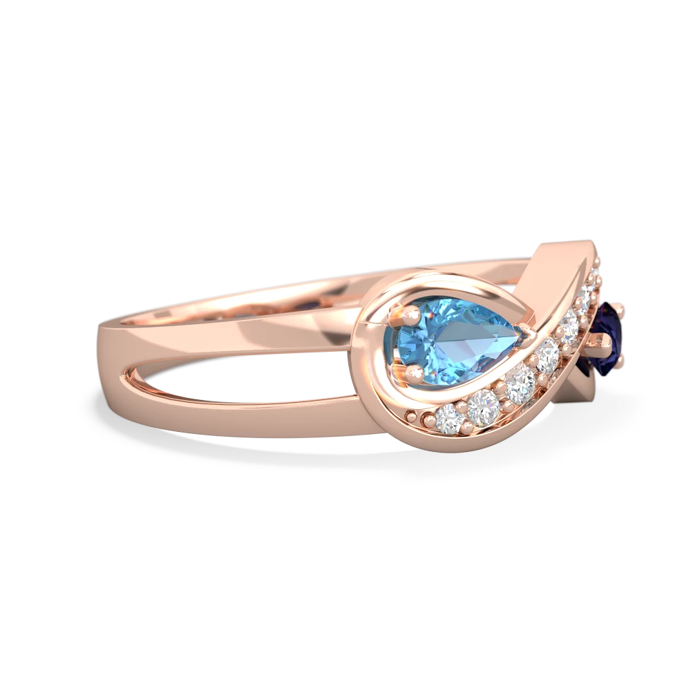Blue Topaz Diamond Infinity 14K Rose Gold ring R5390