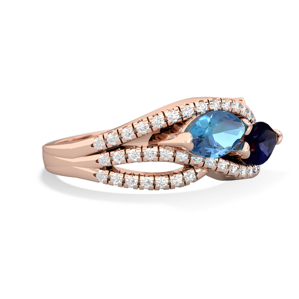 Blue Topaz Diamond Rivers 14K Rose Gold ring R3070