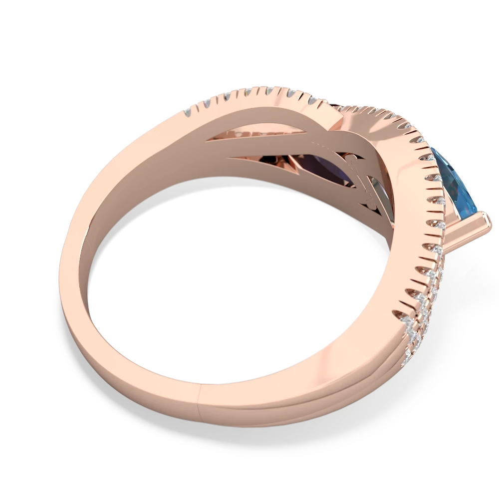 Blue Topaz Diamond Rivers 14K Rose Gold ring R3070