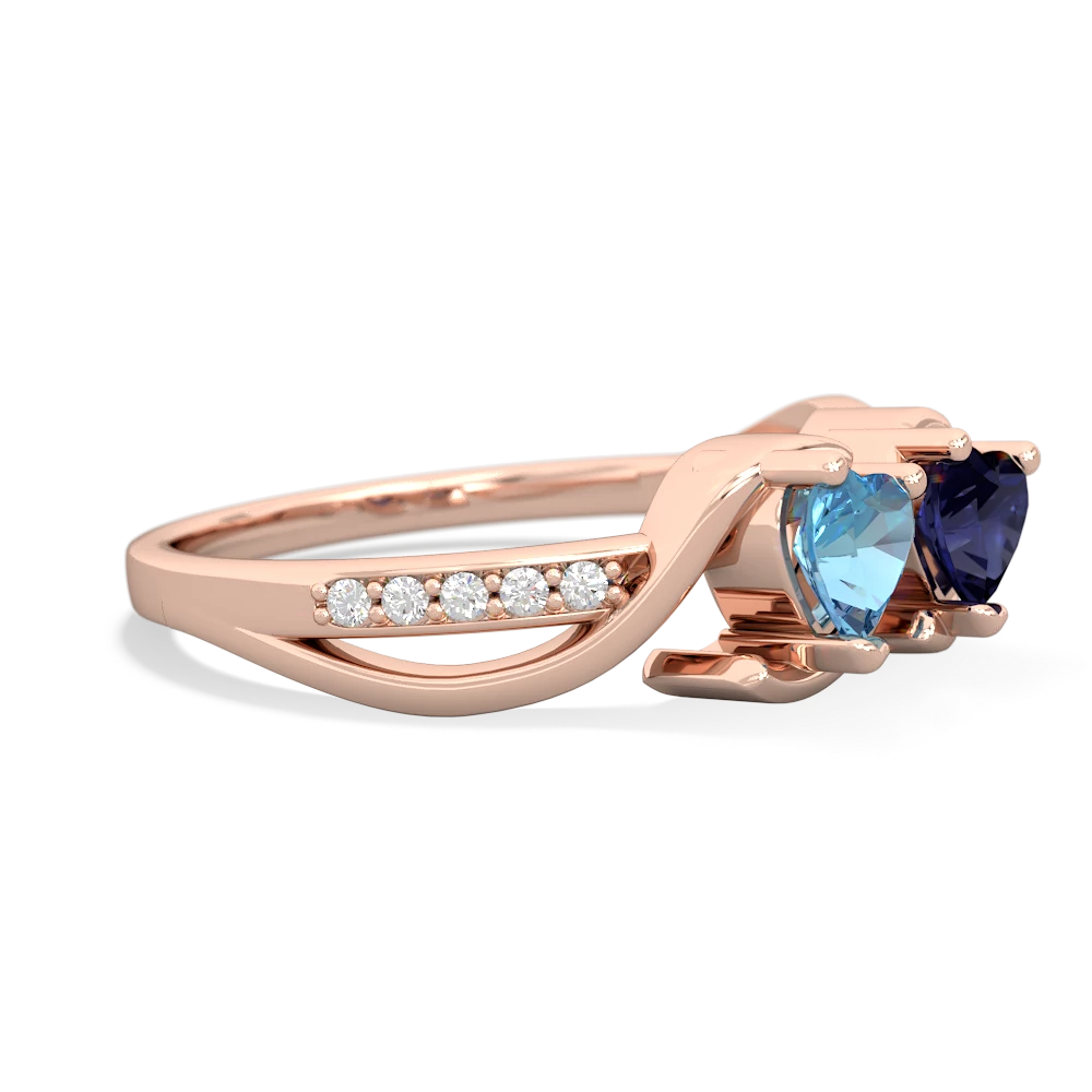 Blue Topaz Side By Side 14K Rose Gold ring R3090