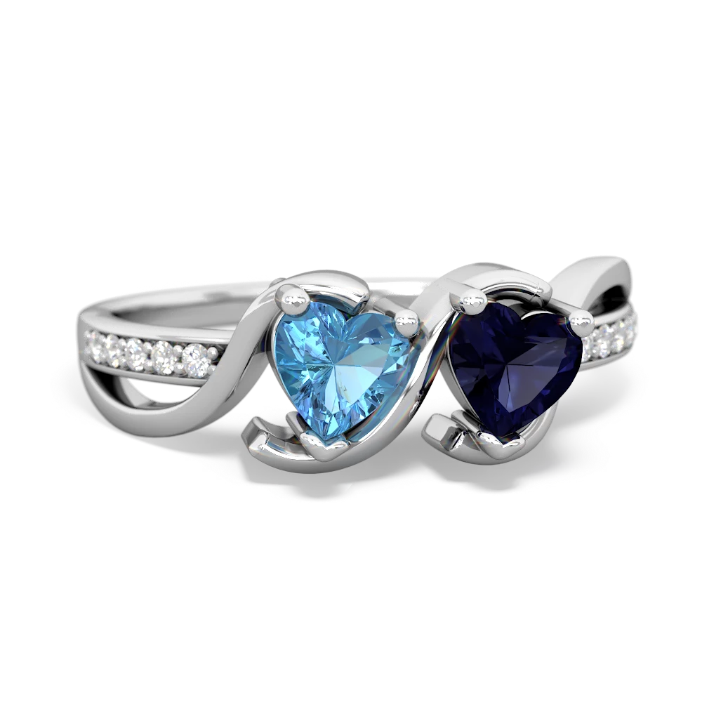 Blue Topaz Side By Side 14K White Gold ring R3090