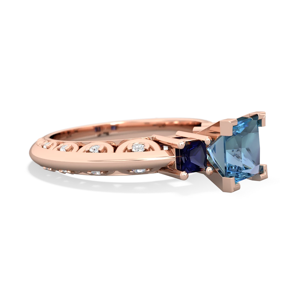 Blue Topaz Eternal Embrace Engagement 14K Rose Gold ring C2001