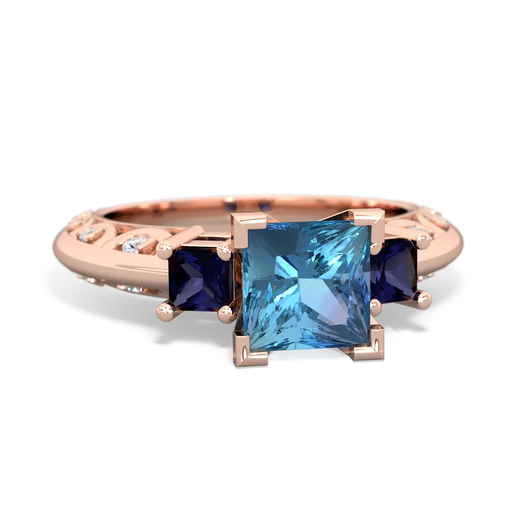 Blue Topaz Eternal Embrace Engagement 14K Rose Gold ring C2001