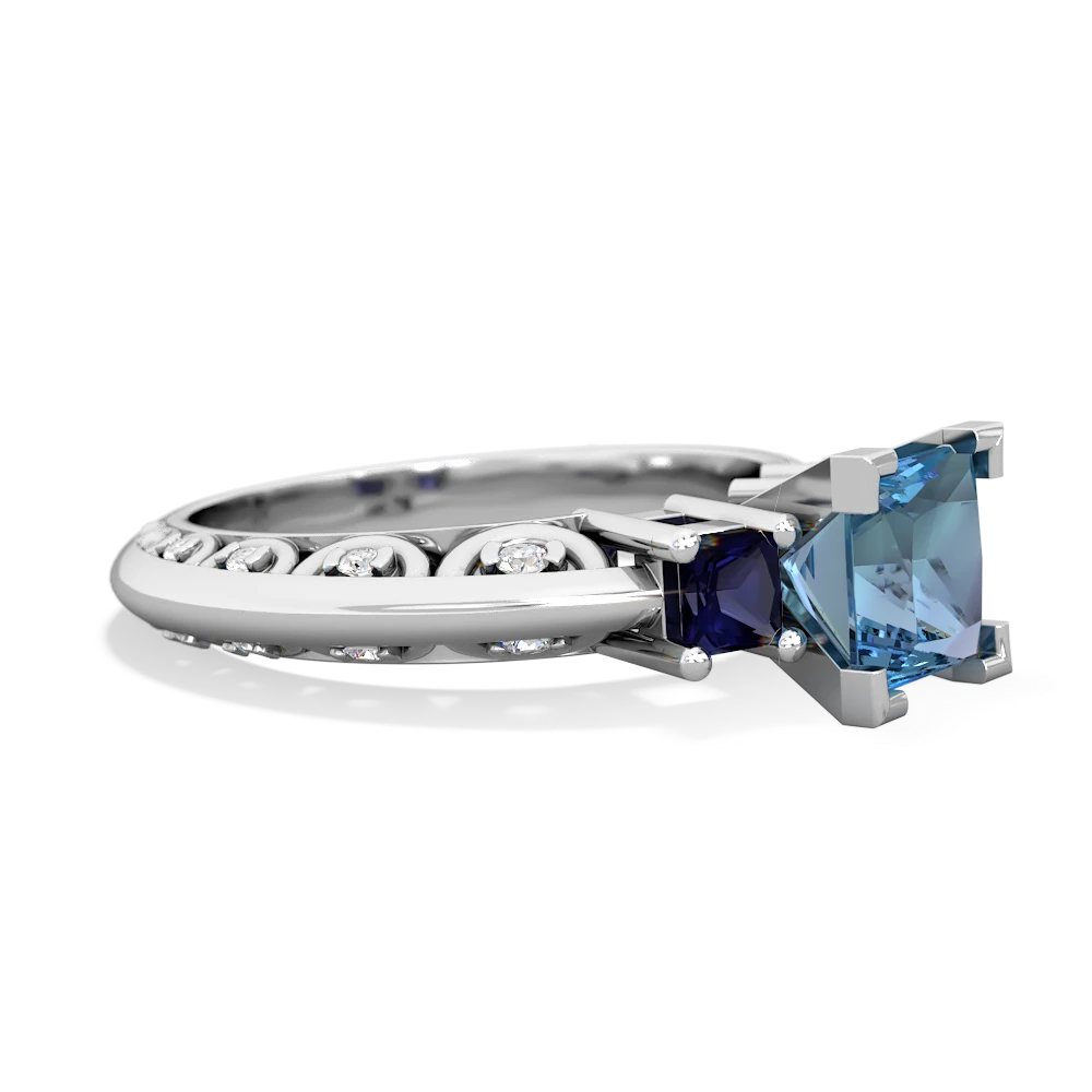 Blue Topaz Eternal Embrace Engagement 14K White Gold ring C2001