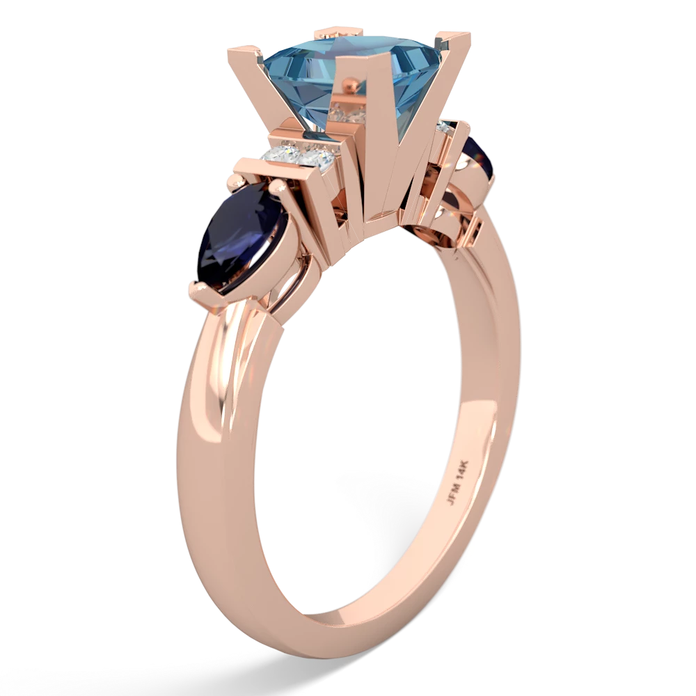 Blue Topaz 6Mm Princess Eternal Embrace Engagement 14K Rose Gold ring C2002